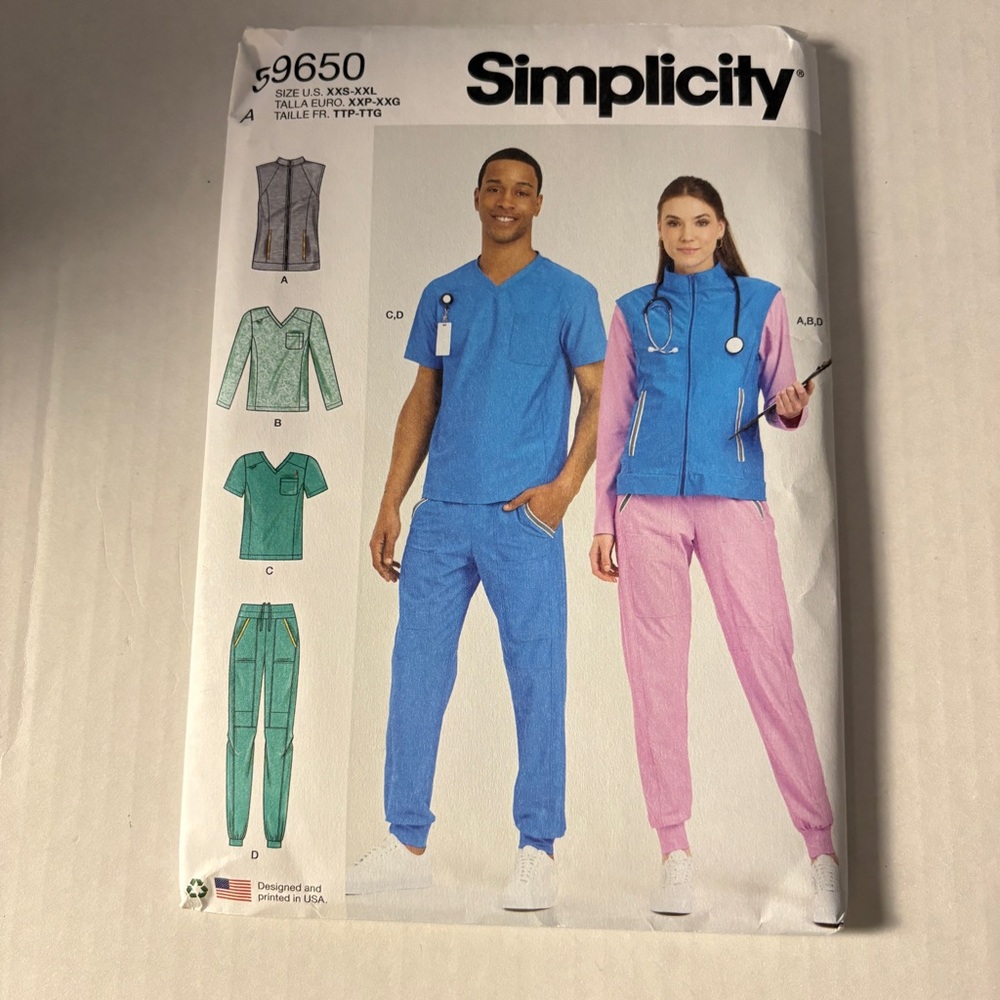 Simplicity Pattern S9650 A for Unisex Knit Scrubs